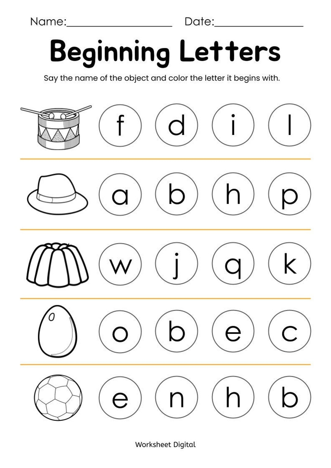 10 Printable Beginning Letters Worksheets For Kindergarten Preschool Homeschool Educational Printables Etsy 9 Printable Preschool Alphabet Worksheets Letter Recognition Worksheets And Activities Handwriting Etsy
