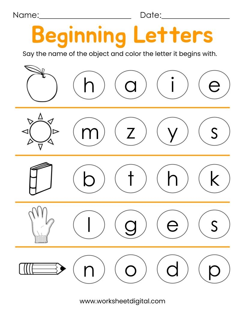 10 Printable Beginning Letters Worksheets For Kindergarten Preschool Homeschool Made By Teachers