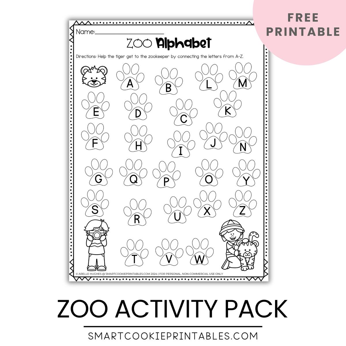 10 Zoo Animal Worksheets For Preschool And Kindergarten Free Printable Smart Cookie Printables Animal Alphabet Worksheets Simple Living Creative Learning