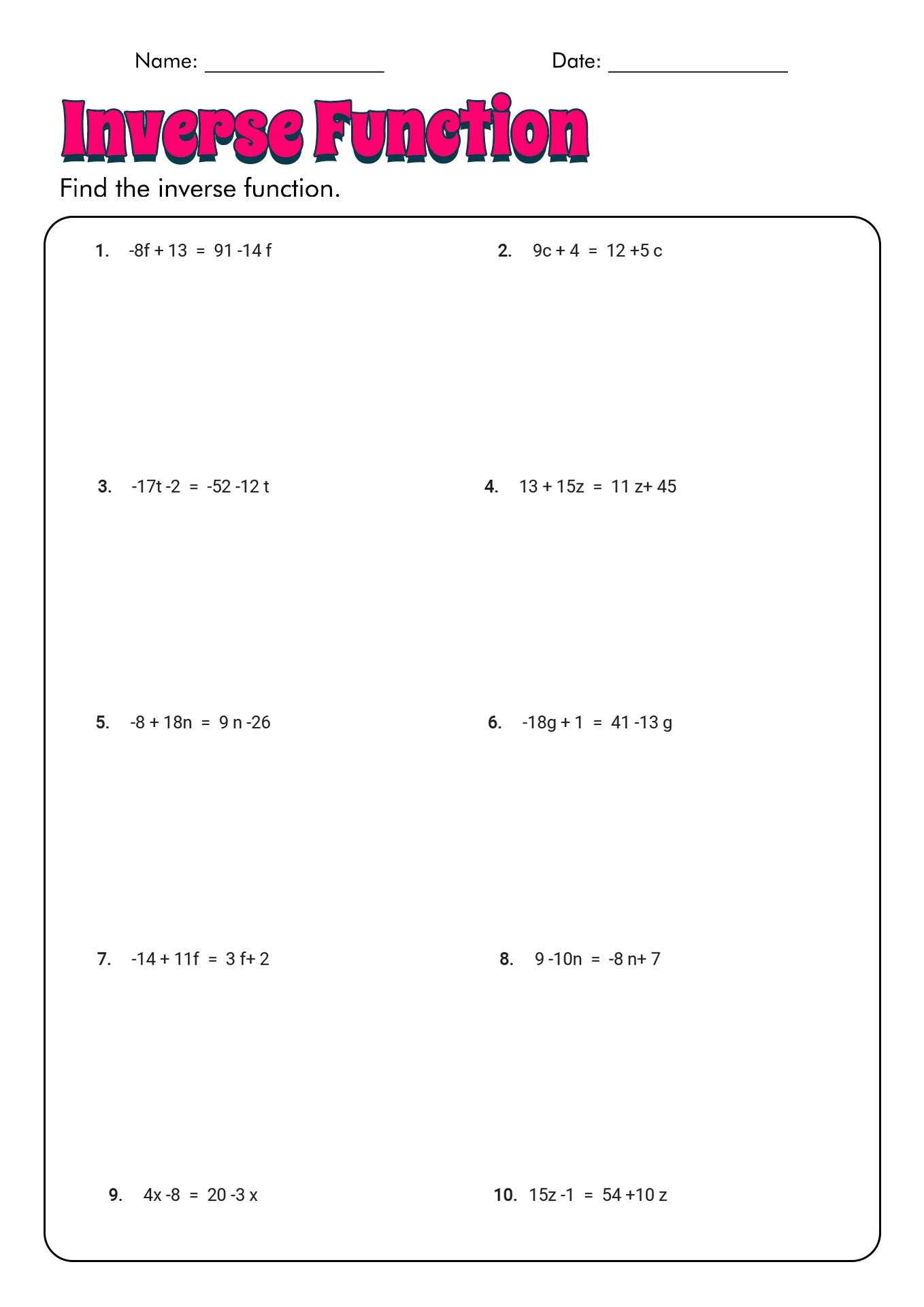 12 Inverse Functions Worksheet And Answers Free PDF At Worksheeto