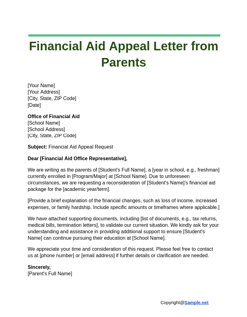14 FREE Financial Aid Appeal Letter Samples To Download