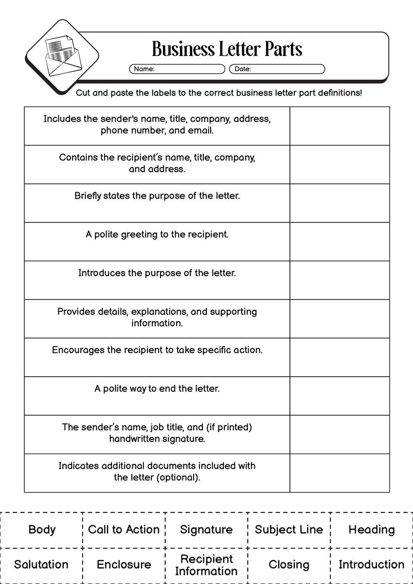 14 Parts Of A Business Letter Worksheet Free PDF At Worksheeto 14 Parts Of A Business Letter Worksheet Free PDF At Worksheeto