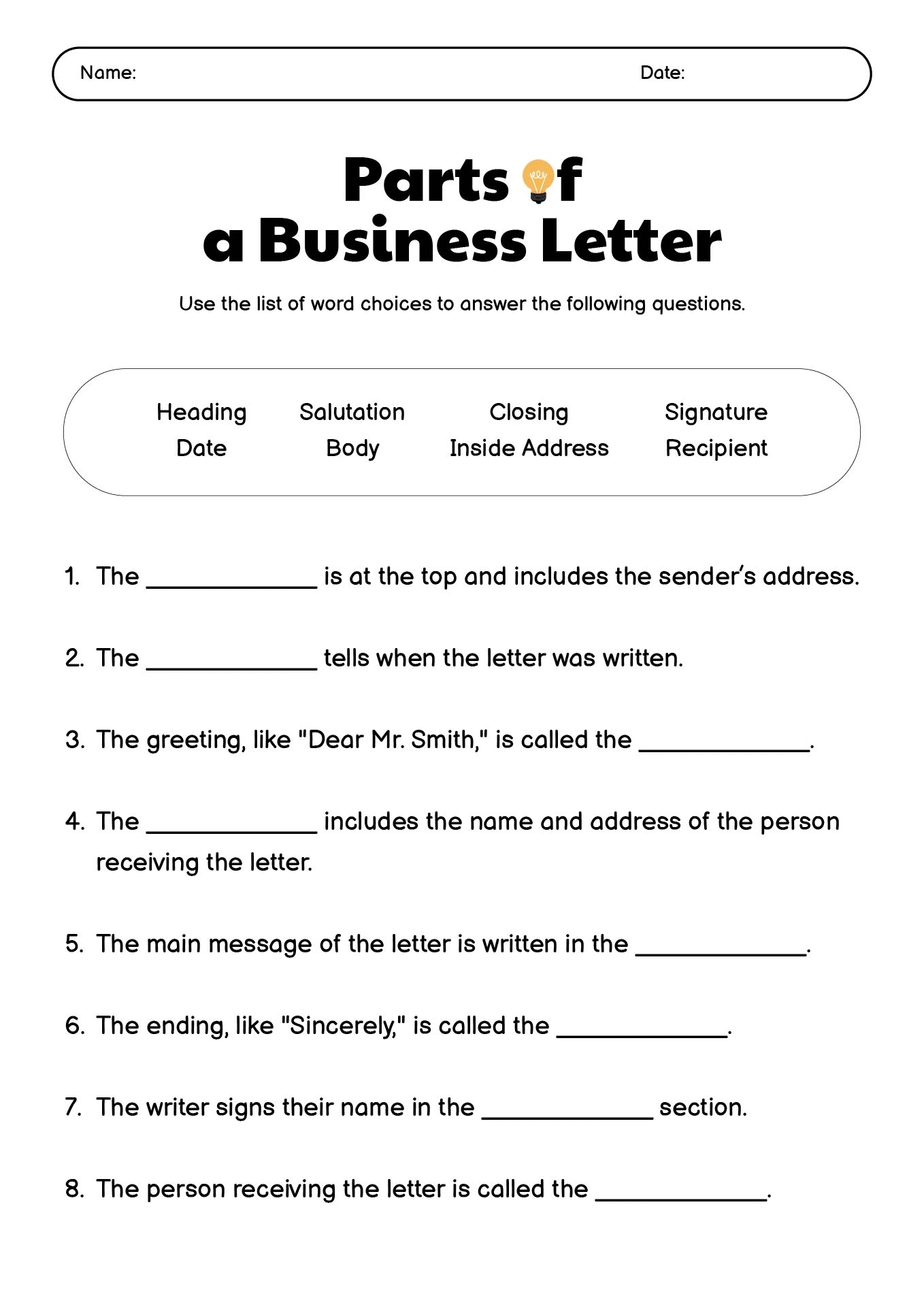 14 Parts Of A Business Letter Worksheet Free PDF At Worksheeto 14 Parts Of A Business Letter Worksheet Free PDF At Worksheeto