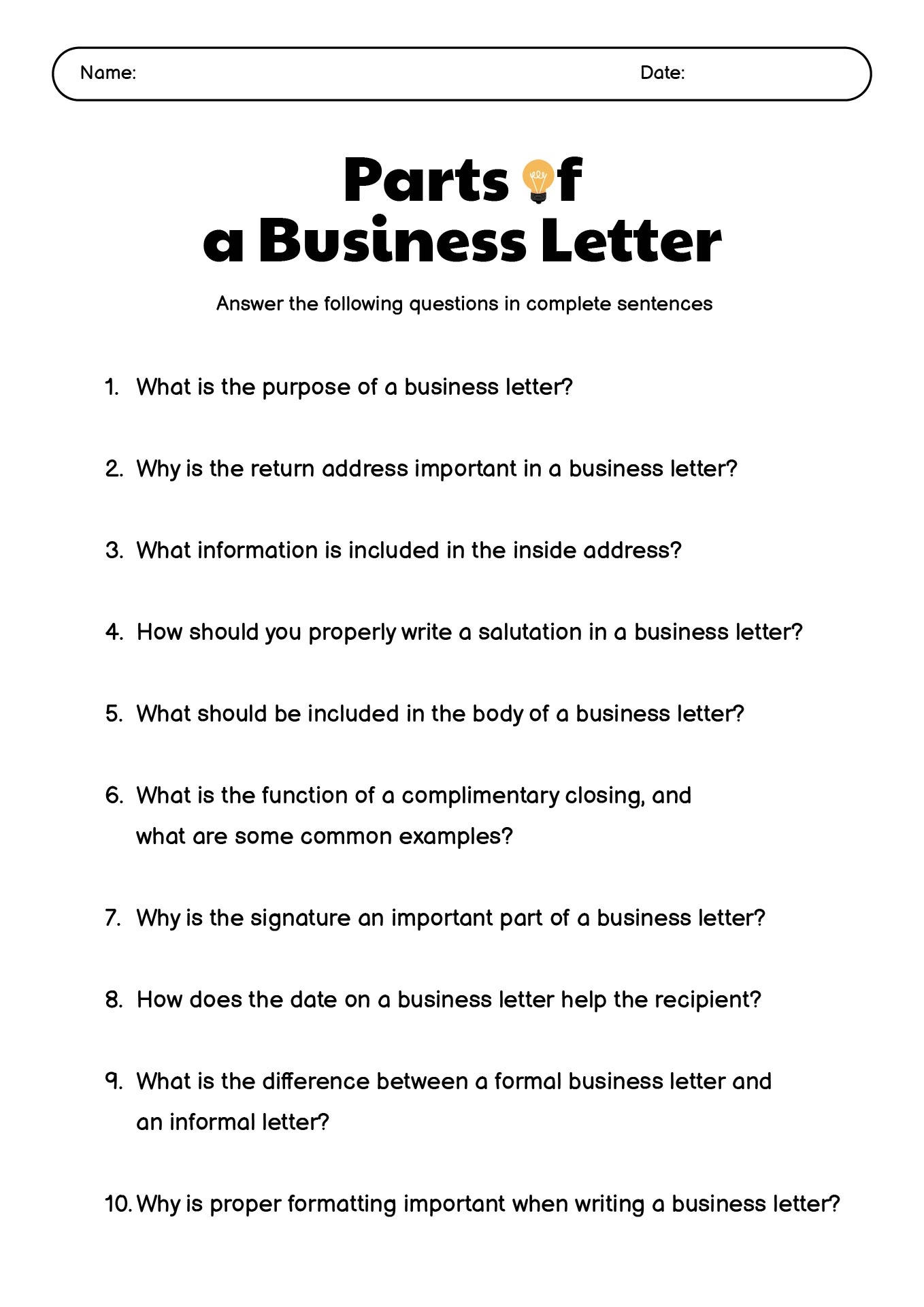 14 Parts Of A Business Letter Worksheet Free PDF At Worksheeto 14 Parts Of A Business Letter Worksheet Free PDF At Worksheeto