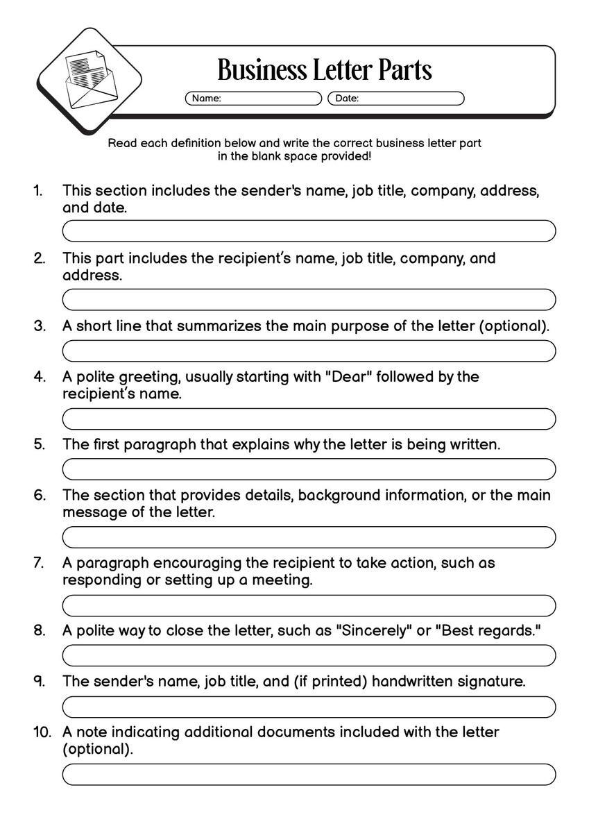 14 Parts Of A Business Letter Worksheet Free PDF At Worksheeto 14 Parts Of A Business Letter Worksheet Free PDF At Worksheeto