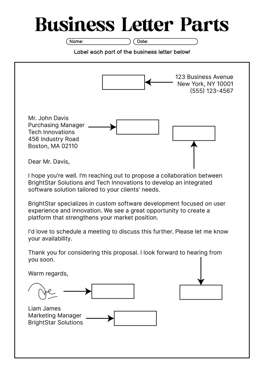 14 Parts Of A Business Letter Worksheet Free PDF At Worksheeto