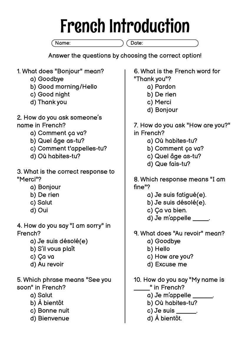 15 French Introductions Worksheet Free PDF At Worksheeto 15 French Introductions Worksheet Free PDF At Worksheeto