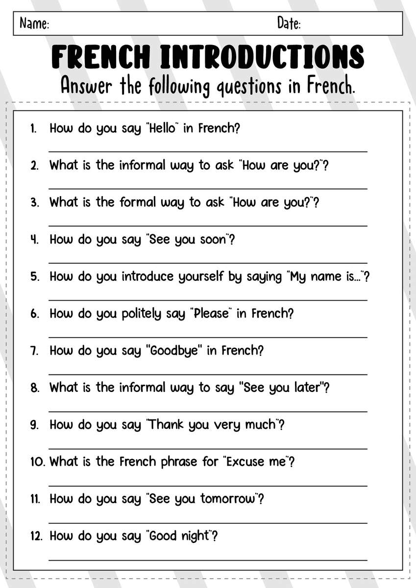 15 French Introductions Worksheet Free PDF At Worksheeto 15 French Introductions Worksheet Free PDF At Worksheeto