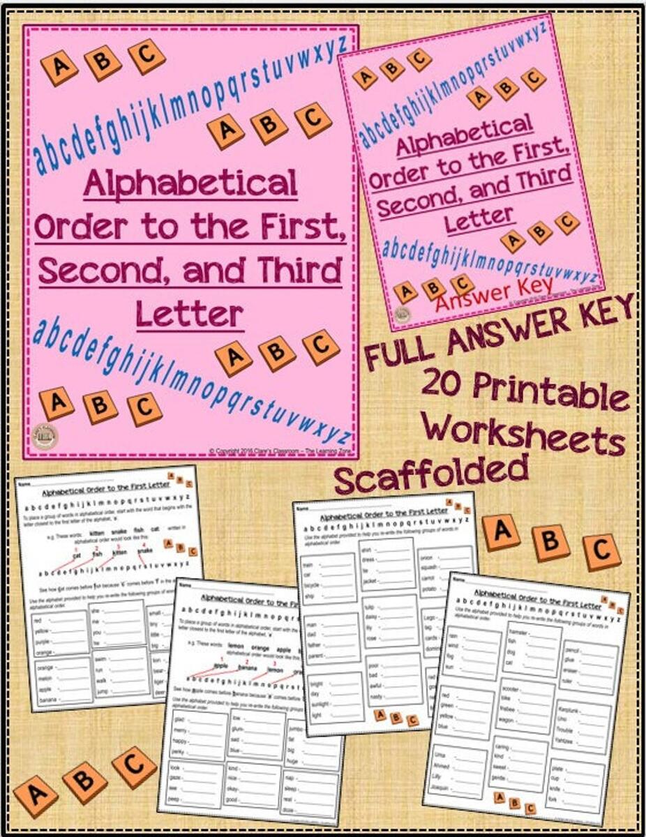 20 Alphabetizing To The First Second And Third Letter Worksheets With Answer Key Etsy Alphabet Worksheets Alphabetical Order Worksheets