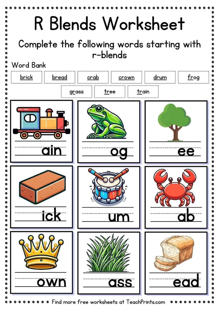 Beginning Blends Word Sort Cut Paste Worksheets