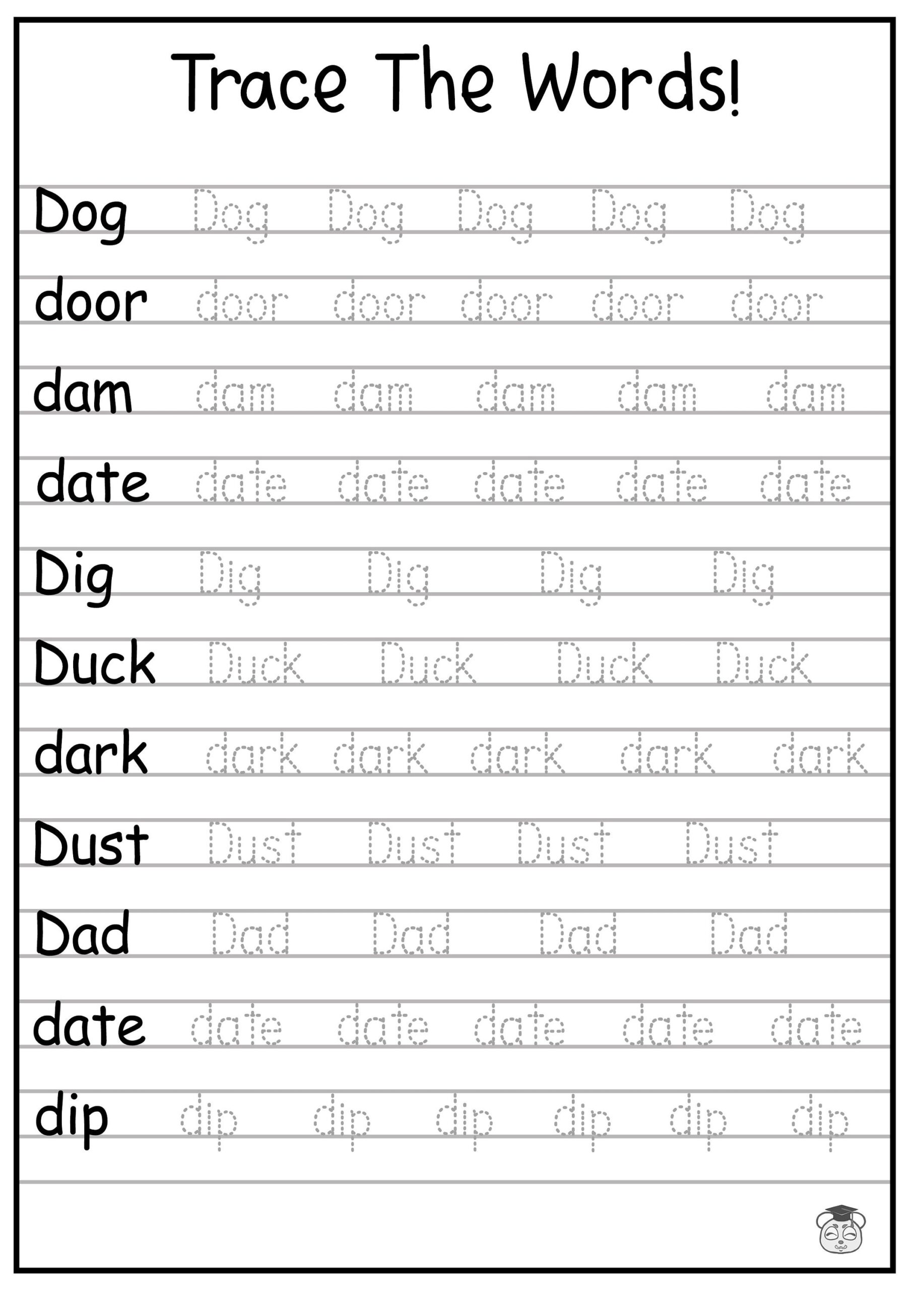 24 Printable Trace The Words Worksheet Alphabetical A Z Capital And Lowercase Words Ages 3 7 KG1 To Grade 2 Etsy Alphabet A To Z Tracing Letters And Words Writing Them And Coloring Made By Teachers