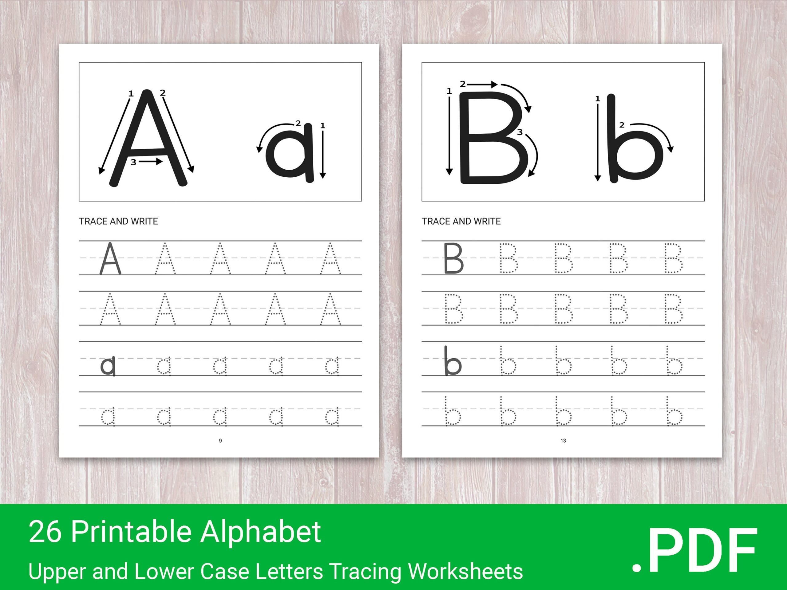 26 Printable Alphabet Upper And Lower Case Letters Tracing Worksheets For Preschool Kindergarten Handwriting Free Commercial Use Etsy FREE Free Printable Preschool Worksheets Tracing Letters
