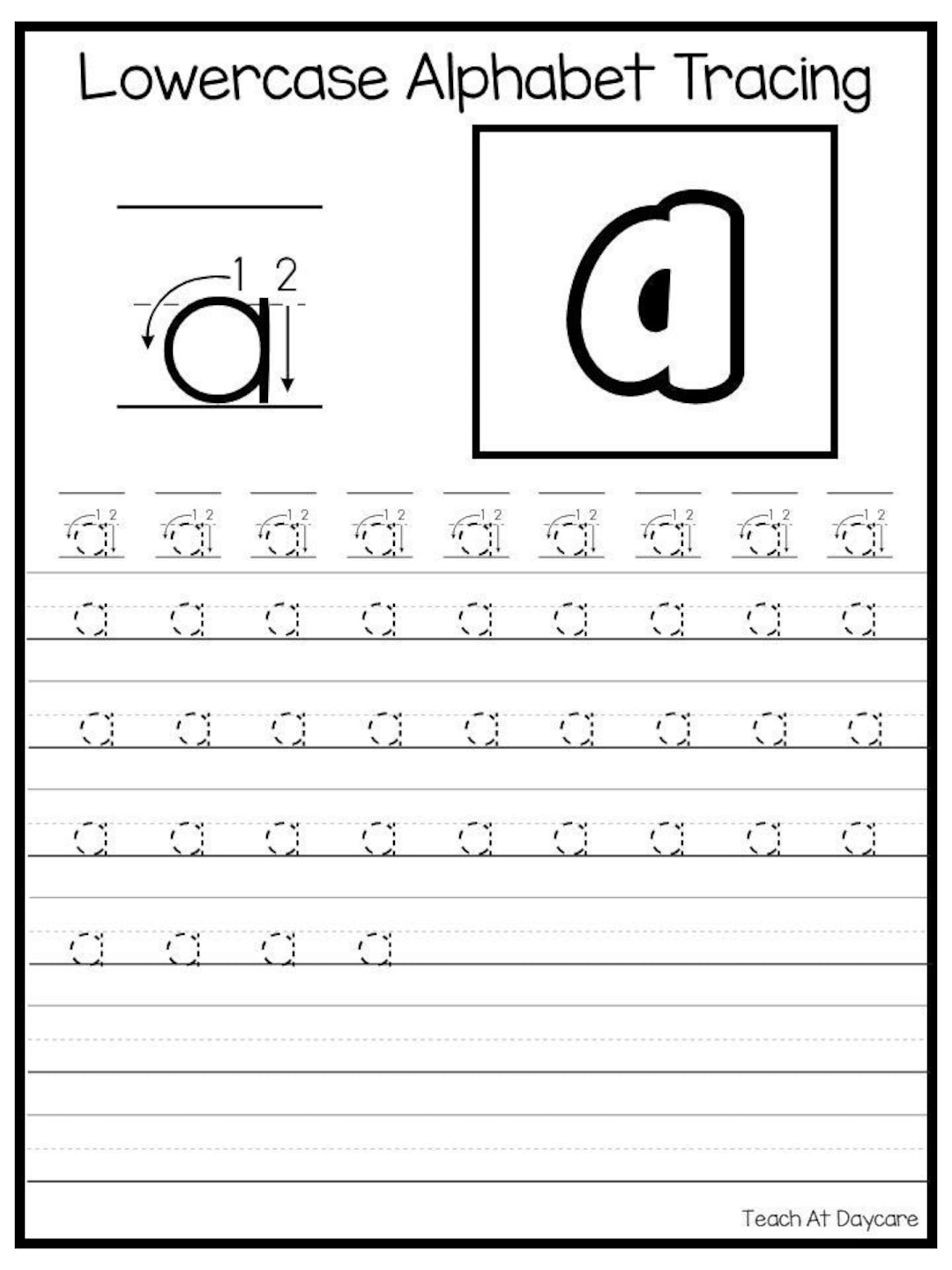26 Printable Lowercase Alphabet Tracing Worksheets Preschool Kindergarten Handwriting Etsy