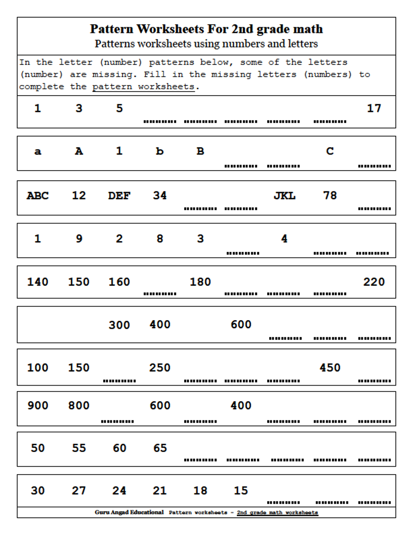 2nd Grade Math Patterns Worksheets Using Numbers And Letters Steemit 2nd Grade Math Patterns Worksheets Using Numbers And Letters Steemit