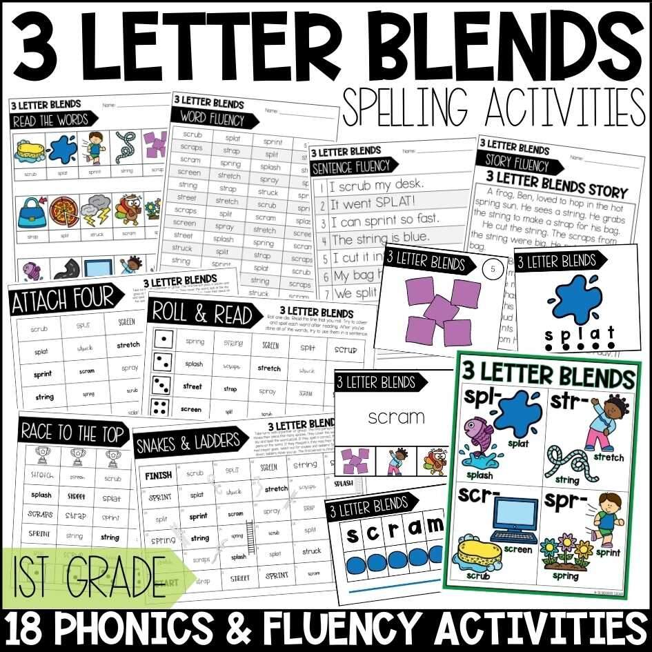 3 Letter Blends Worksheets Games Activities 1st Grade Phonics And Spelling The Mountain Teacher 3 Letter Blends Worksheets Games Activities 1st Grade Phonics And Spelling The Mountain Teacher
