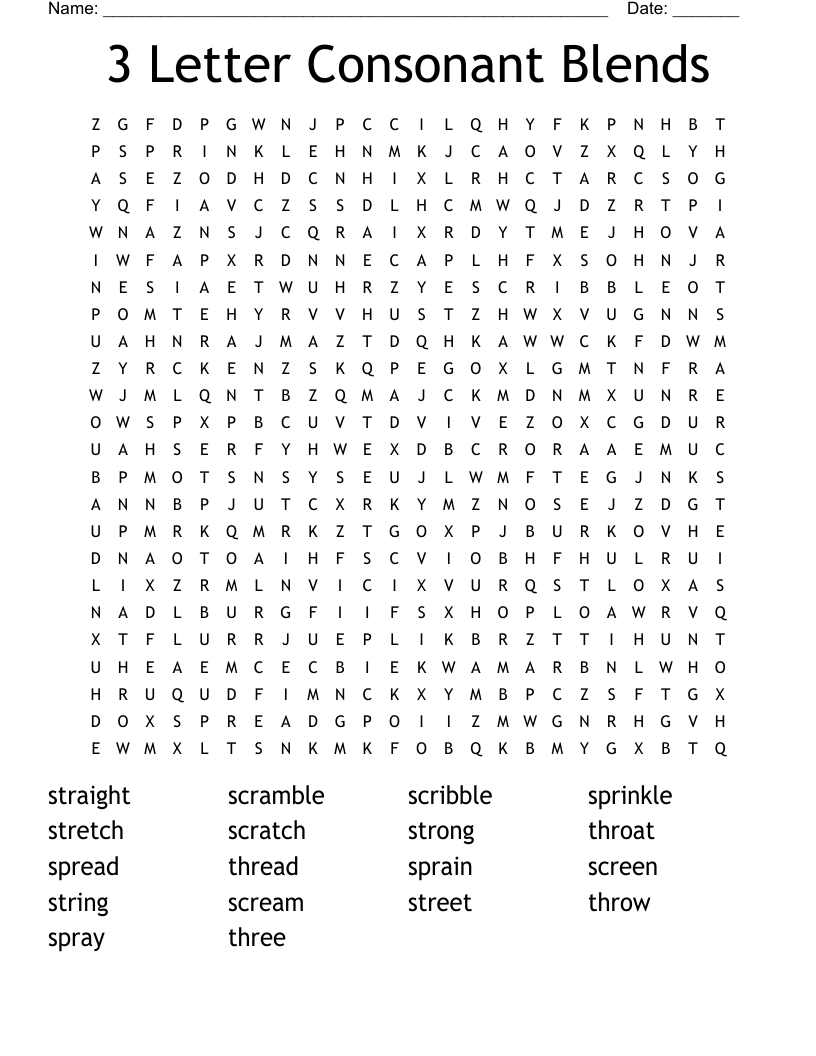 3 Letter Consonant Blends Word Search WordMint 3 Letter Consonant Blends Word Search WordMint