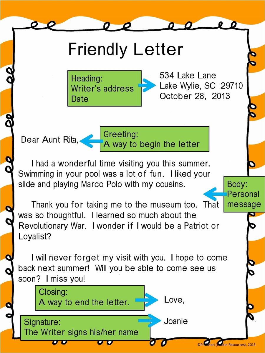 40 Best Friendly Letter Format Examples TemplateLab Friendly Letter Writing Template By Teach Simple