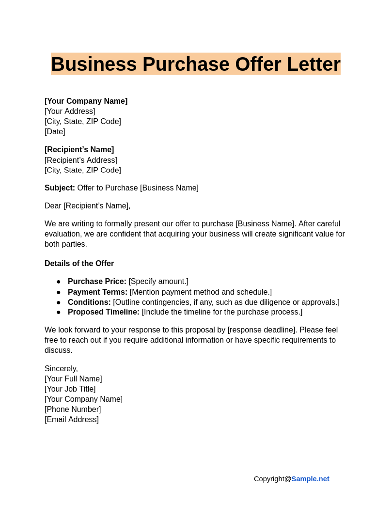 40 FREE Business Offer Letter Samples To Download 40 FREE Business Offer Letter Samples To Download