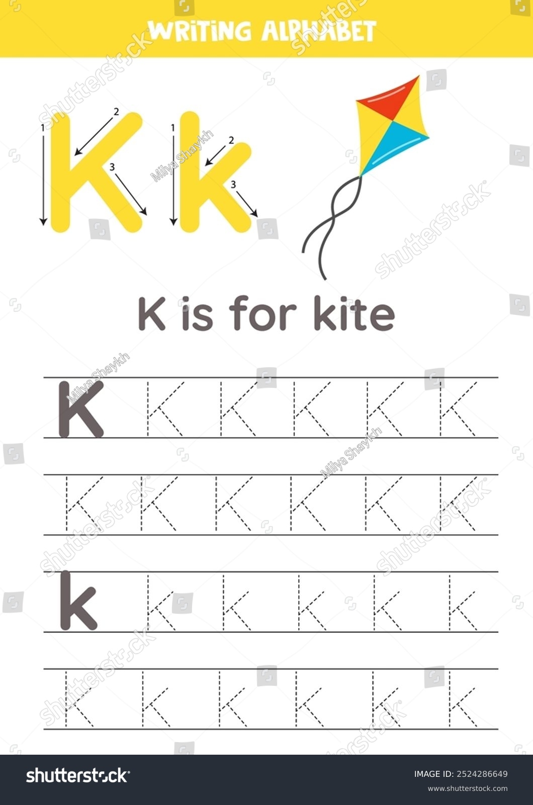 84 Words Begin K Stock Vectors And Vector Art Shutterstock Letter K Kite Activity Tracing Worksheet Digital Download Etsy