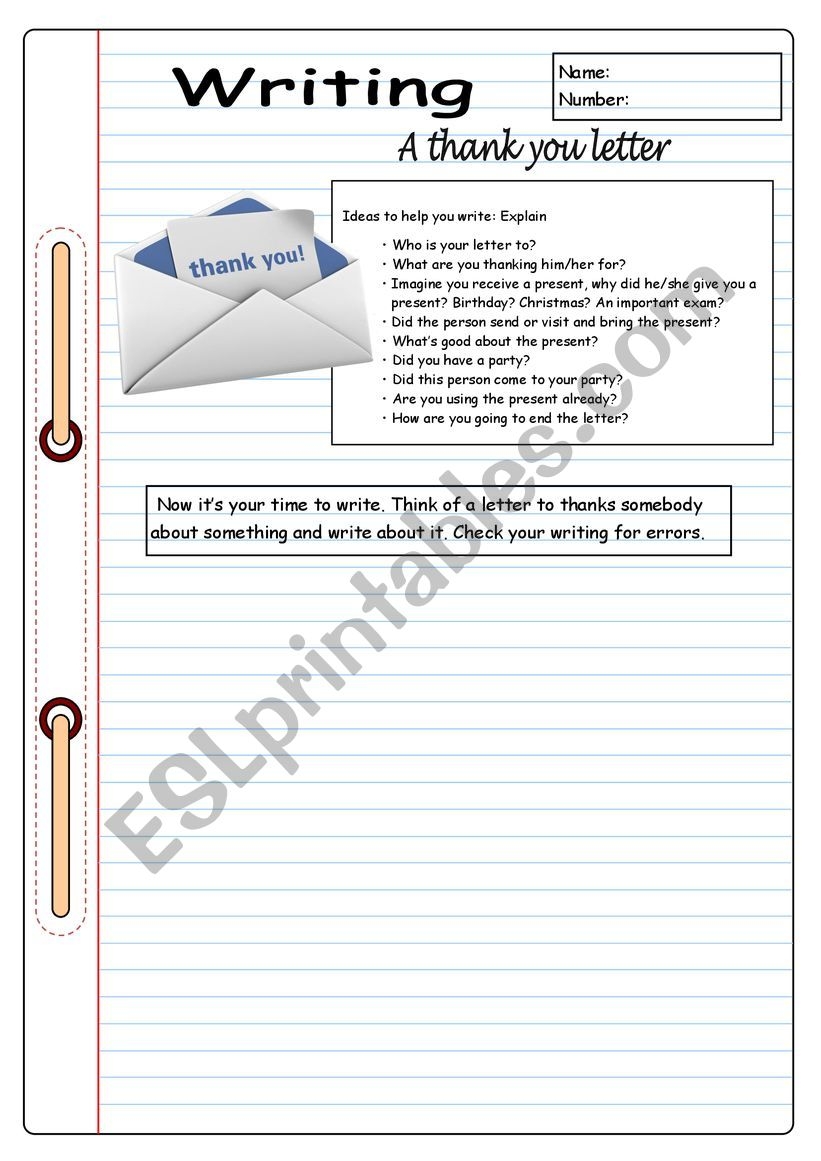 A Thank You Letter ESL Worksheet By Almaire Teacher Appreciation Gift A Letter To Your Teacher Printable