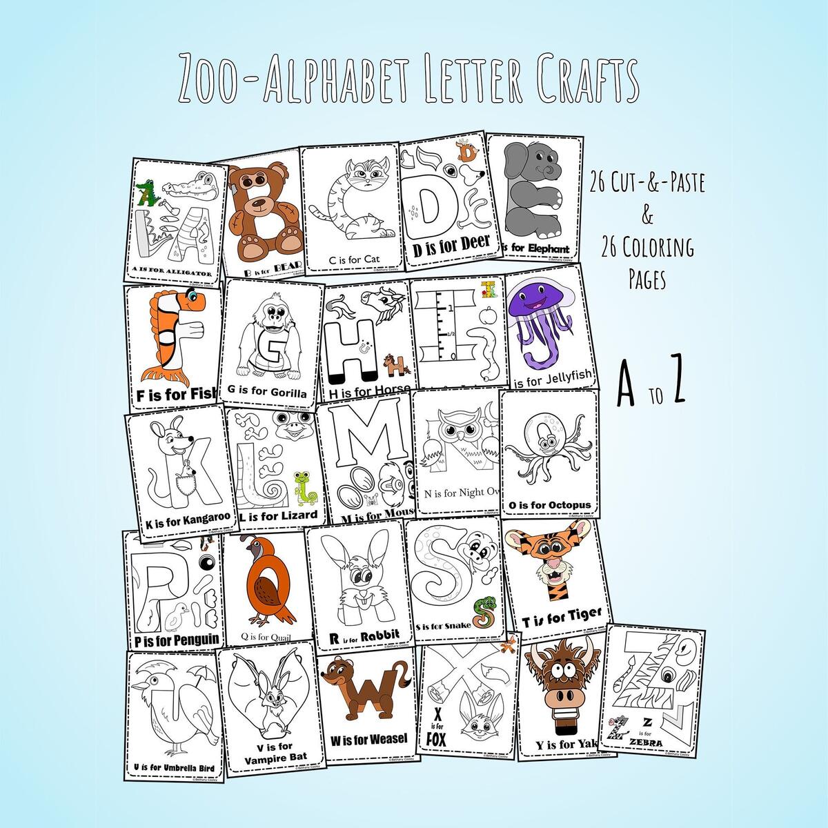 A Z Zoo Alphabet Zoo Phonics Inspired Letter Crafts Etsy A Z Zoo Alphabet Zoo Phonics Inspired Letter Crafts Etsy