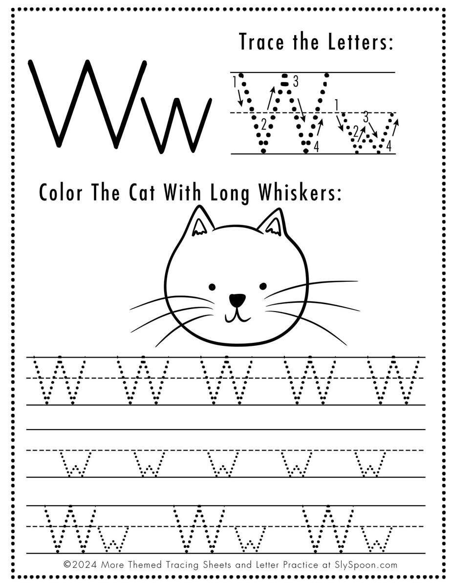 ABC Free Printable Cat Themed Letter W Tracing Worksheets For Preschoolers W Is For A Cat Whiskers Sly Spoon ABC Free Printable Cat Themed Letter W Tracing Worksheets For Preschoolers W Is For A Cat Whiskers Sly Spoon