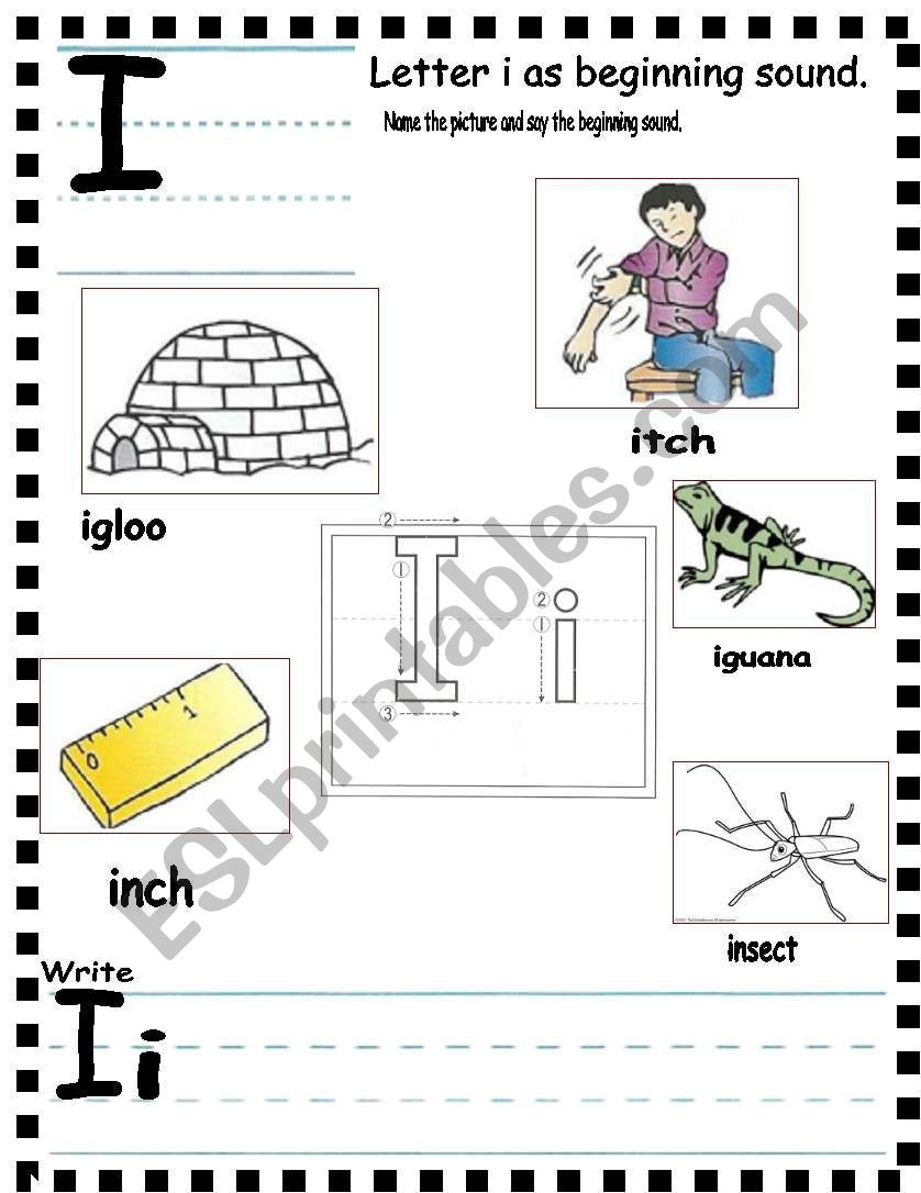 ABC Letter Ii As Beginning Sound And Sentences ESL Worksheet By AnnyJ