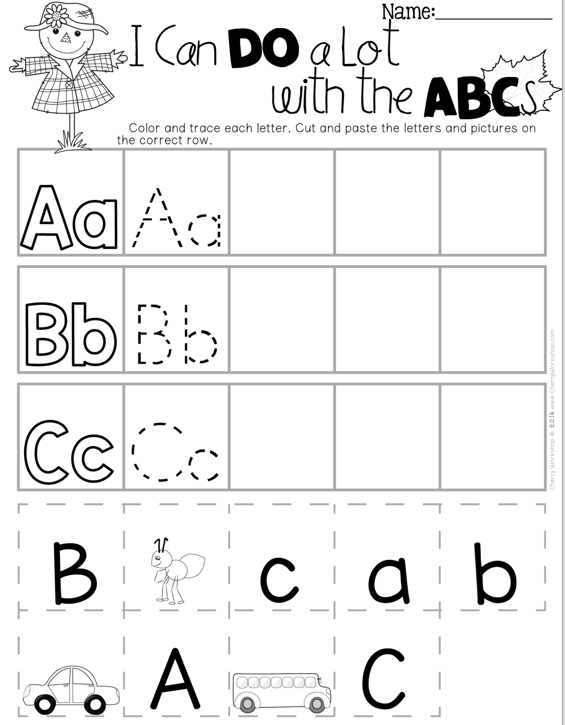 Alphabet Cut And Paste Letter Recognition And Beginning Letter Sounds Match Classful