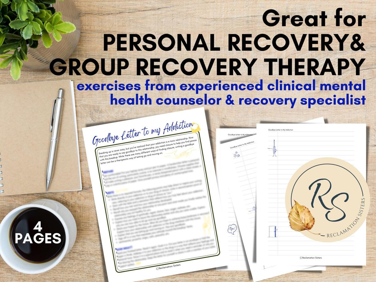 Addiction Recovery Worksheet Goodbye Letter Self Development PDF Download Etsy