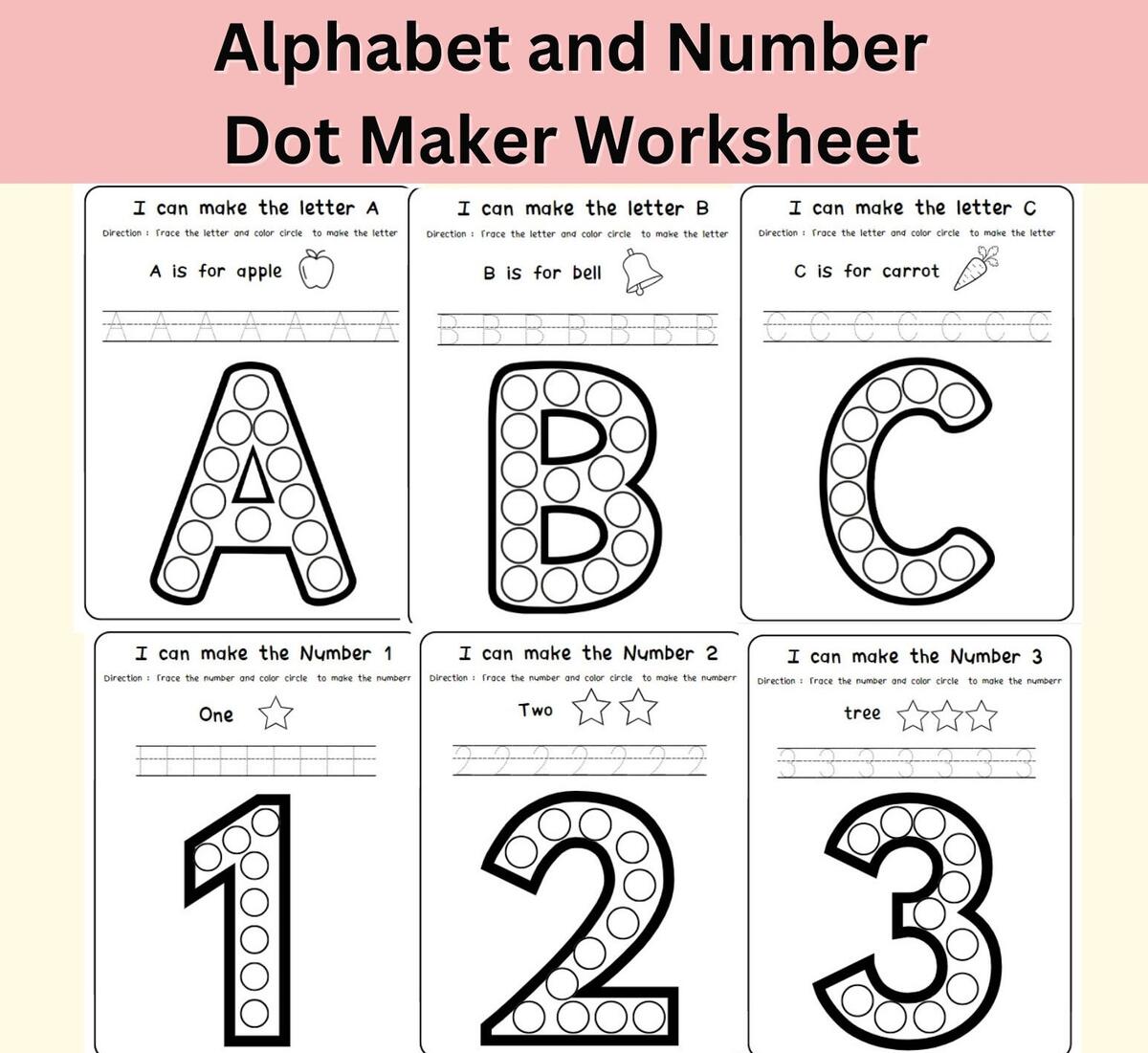 Alphabet And Number Dot Maker Worksheet For Toddler Preschool Printable Homeschool Etsy Alphabet And Number Dot Maker Worksheet For Toddler Preschool Printable Homeschool Etsy