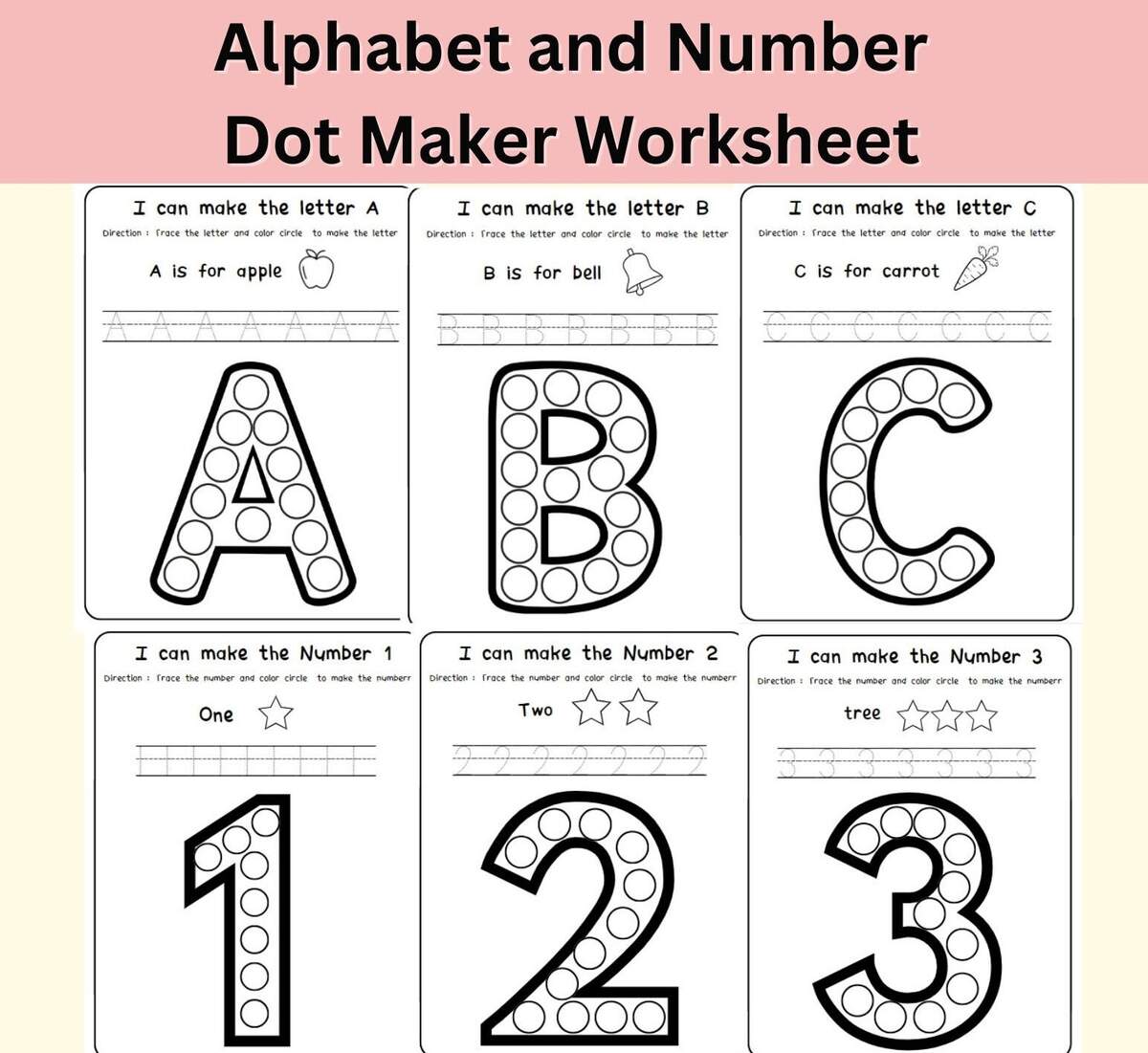 Alphabet And Number Dot Maker Worksheet For Toddler Preschool Printable Homeschool Etsy Alphabet And Number Dot Maker Worksheet For Toddler Preschool Printable Homeschool Etsy