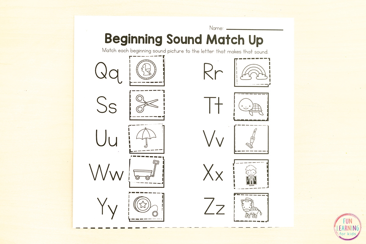 Alphabet Beginning Sound Match Up Worksheets