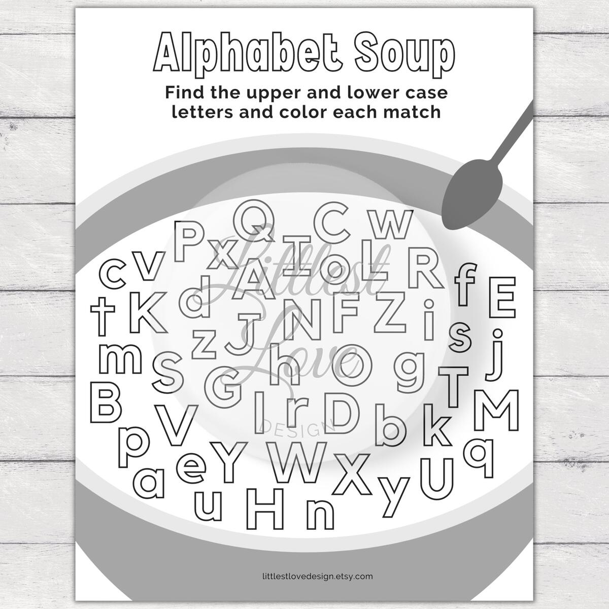 Alphabet Coloring Page Seek Find ABC Worksheet PDF Download Etsy