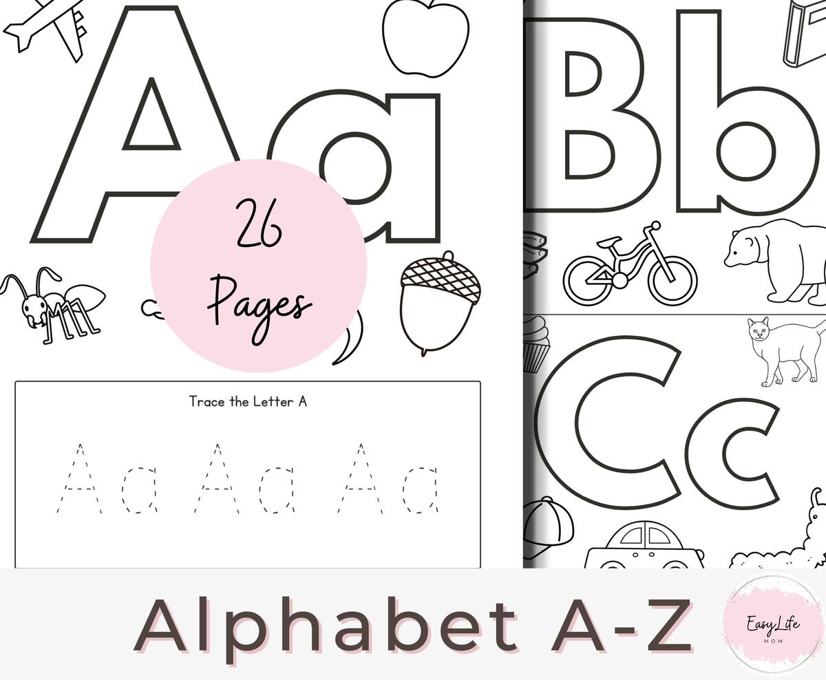 Alphabet Coloring Pages 26 Letter Tracing Worksheets PDF Etsy Alphabet Coloring Pages 26 Letter Tracing Worksheets PDF Etsy