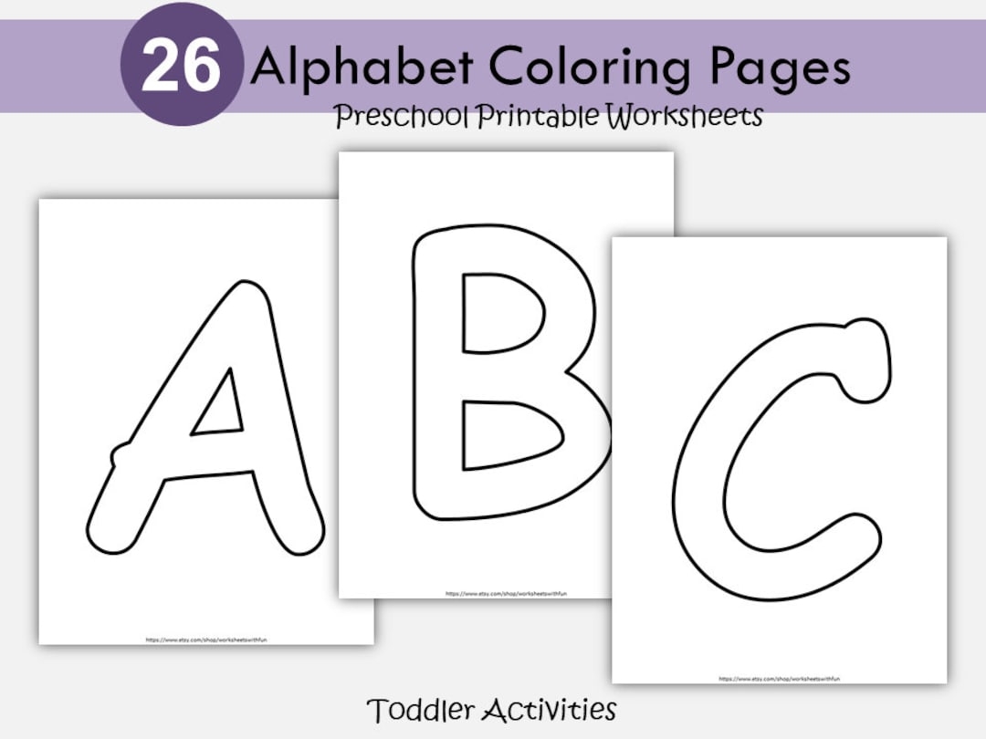 Alphabet Coloring Pages Uppercase Letter Worksheets PDF Etsy