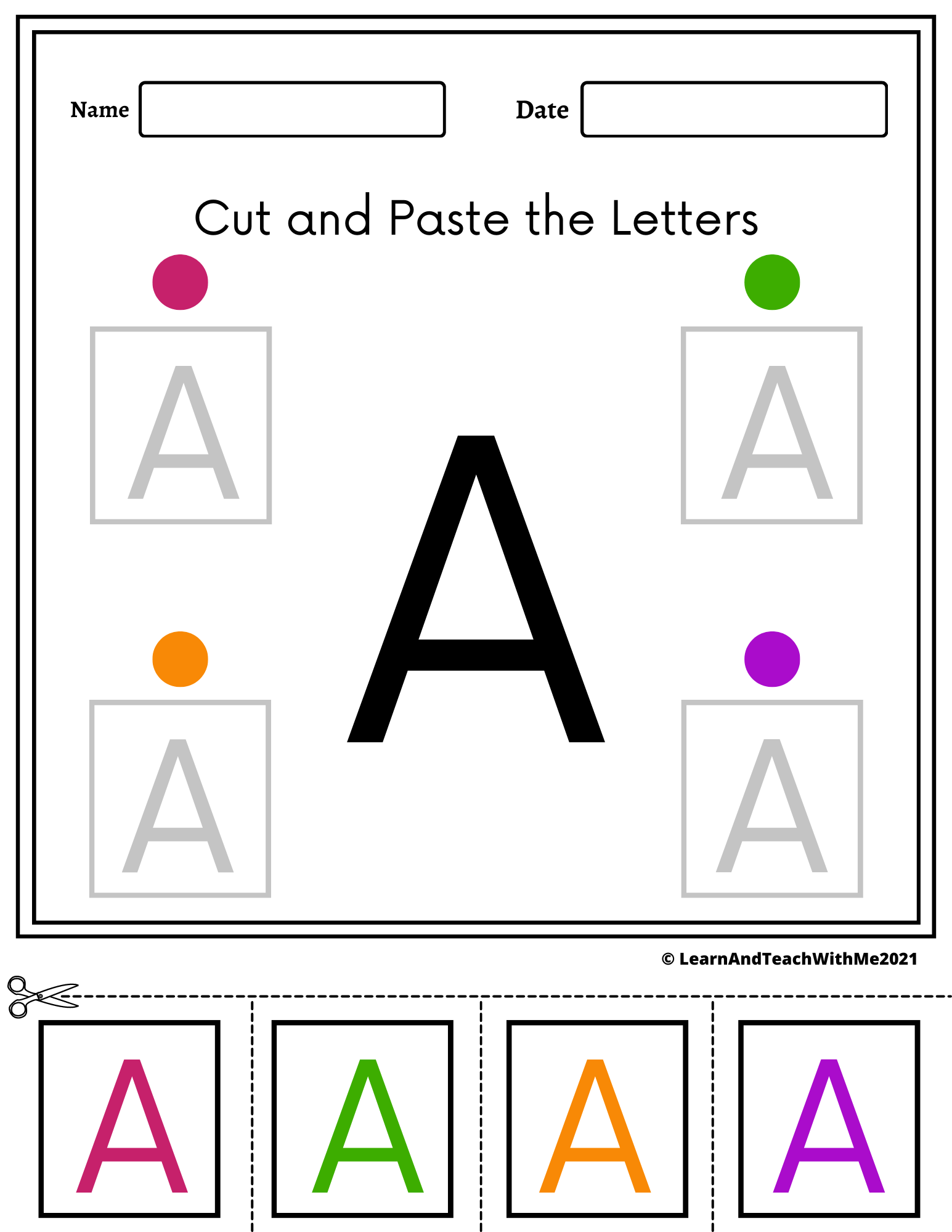 Alphabet Cut And Paste Worksheets Uppercase Letters Made By Teachers