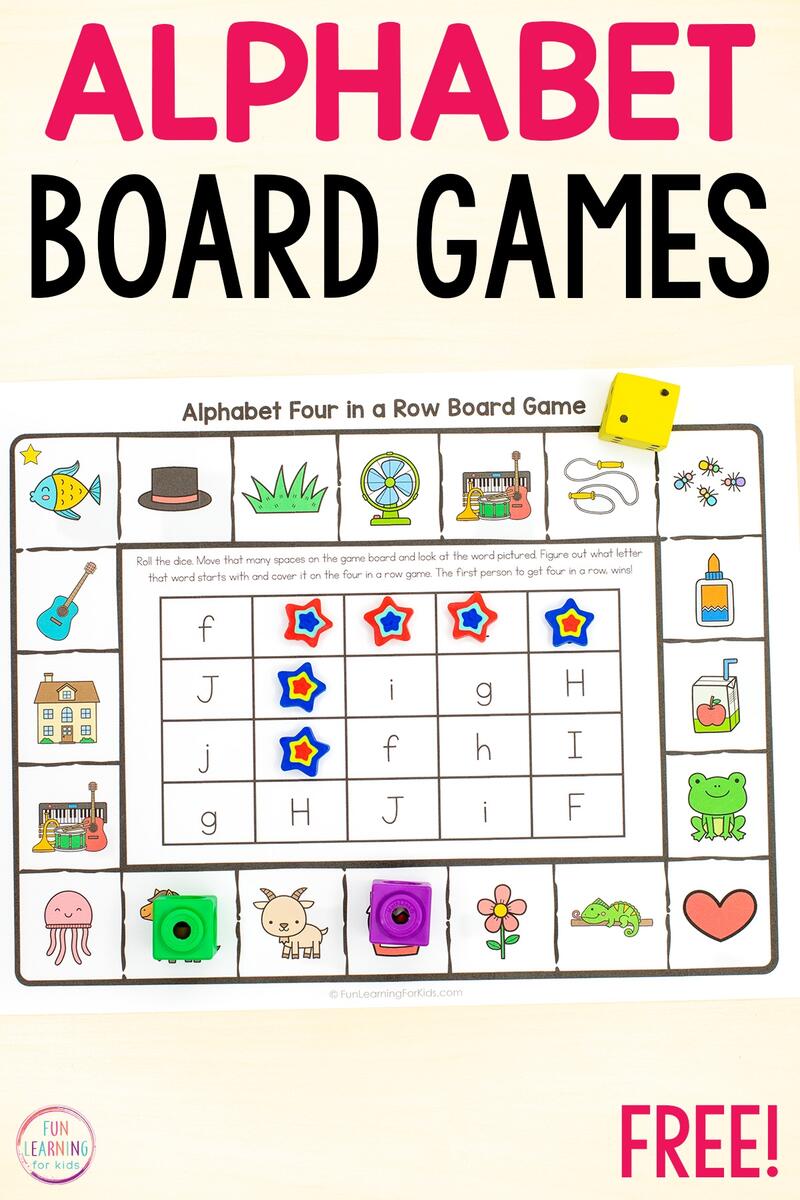 Alphabet Four In A Row Board Game Beginning Sounds Game