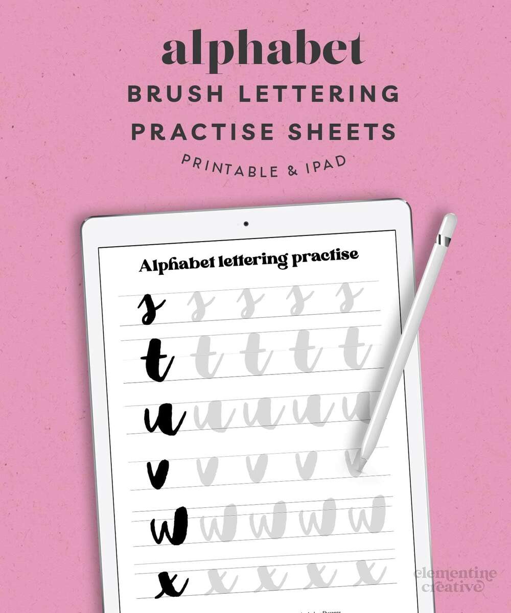 Alphabet Hand Lettering Practice Sheets Free Printable Clementine Creative