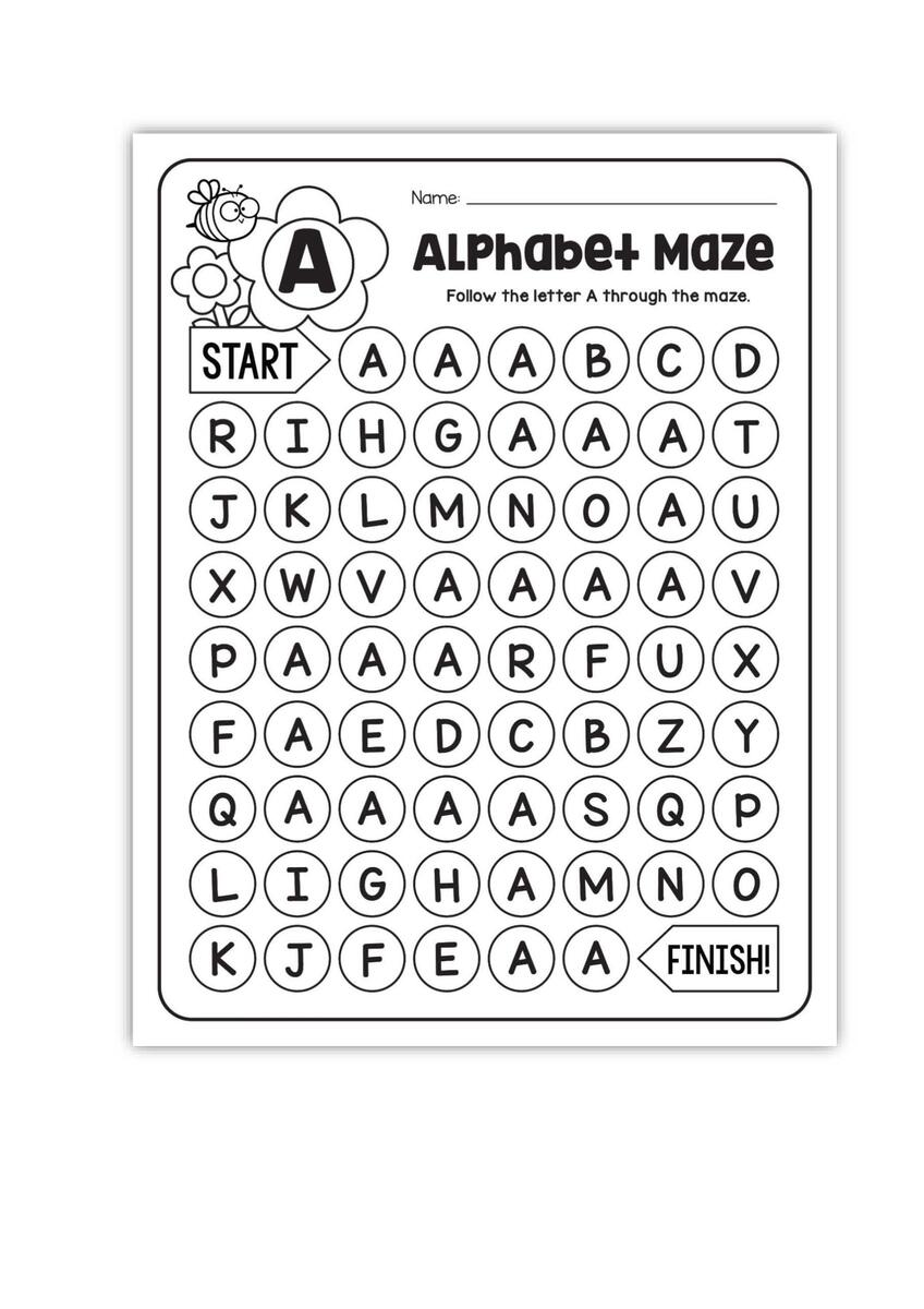 Alphabet Maze Worksheets Uppercase A Z Learning To Identify The Alphabet A To Z Made By Teachers Alphabet Maze Maker Free Printable Worksheet Generator With Fun Fonts