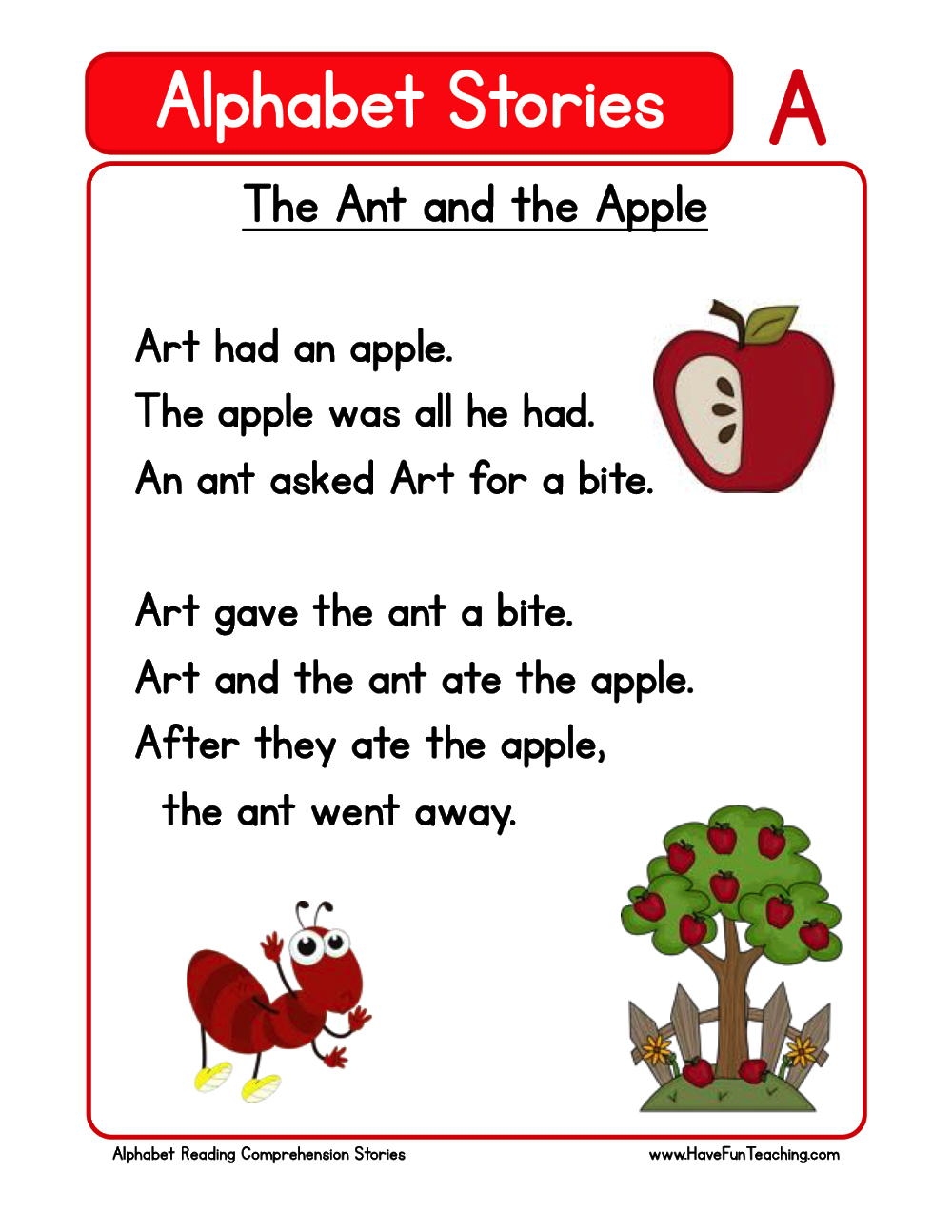 Alphabet Stories Letter A Reading Comprehension Worksheet Have Fun Teaching Alphabet Stories Letter A Reading Comprehension Worksheet Have Fun Teaching