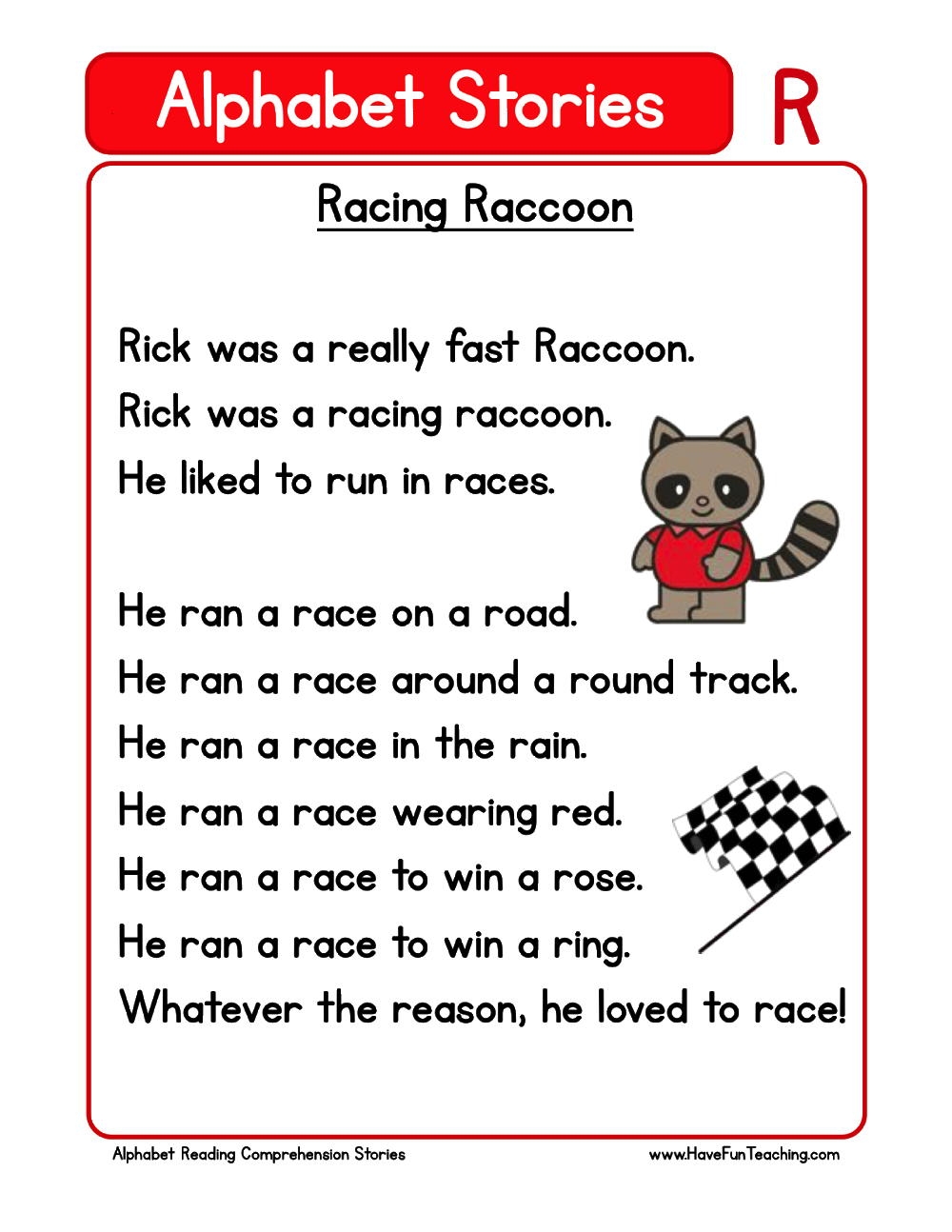 Alphabet Stories Letter R Reading Comprehension Worksheet Have Fun Teaching