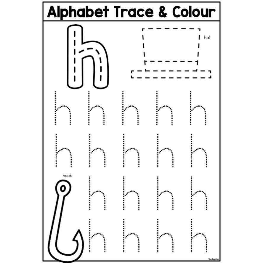 Alphabet Trace Colour Worksheet Letter H Top Teacher Alphabet Trace Colour Worksheet Letter H Top Teacher