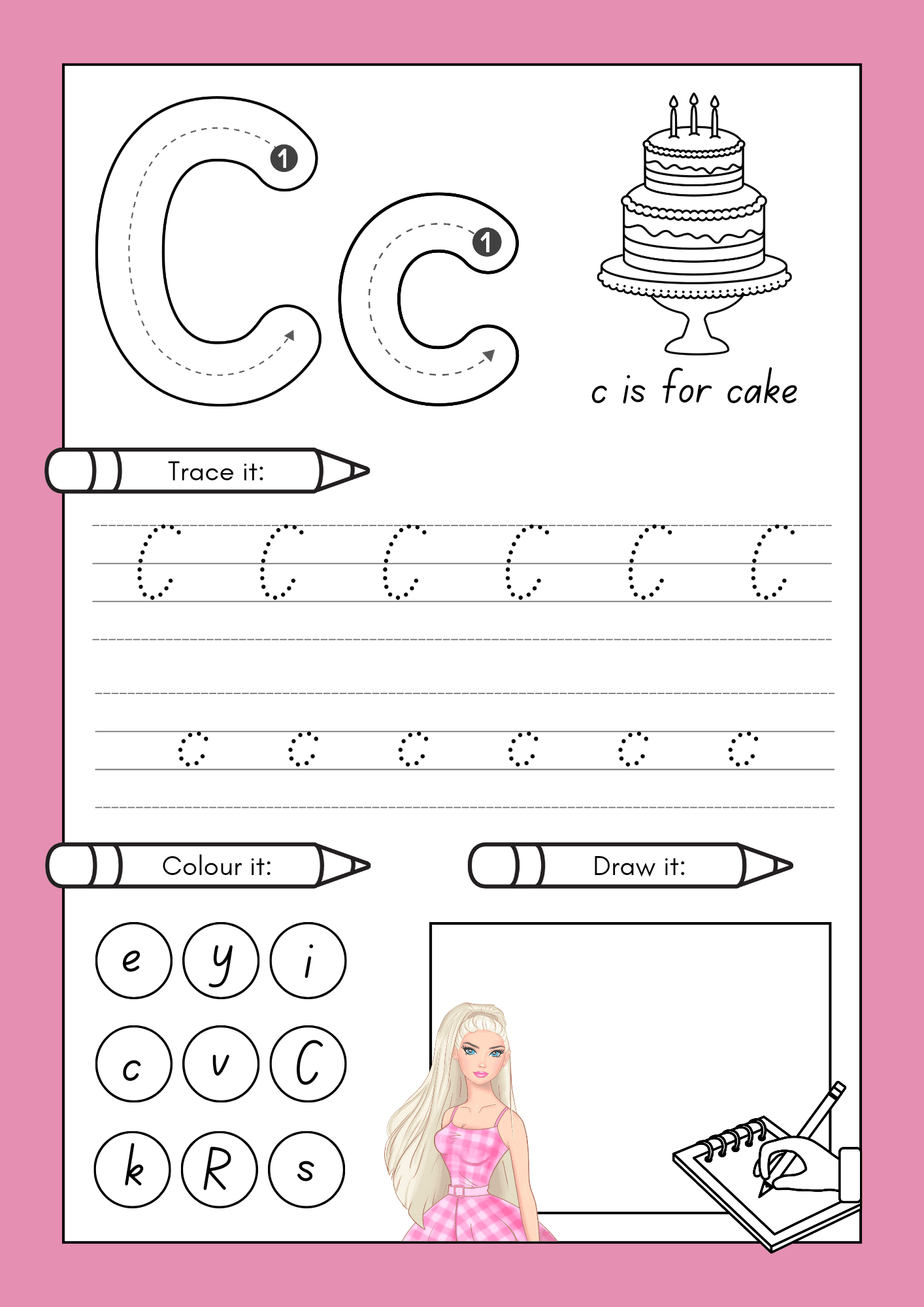 Alphabet Tracing Barbie Design By Renzcarton Raket PH Editable Name Tracing Sheets Barbie Superhero Themes Etsy