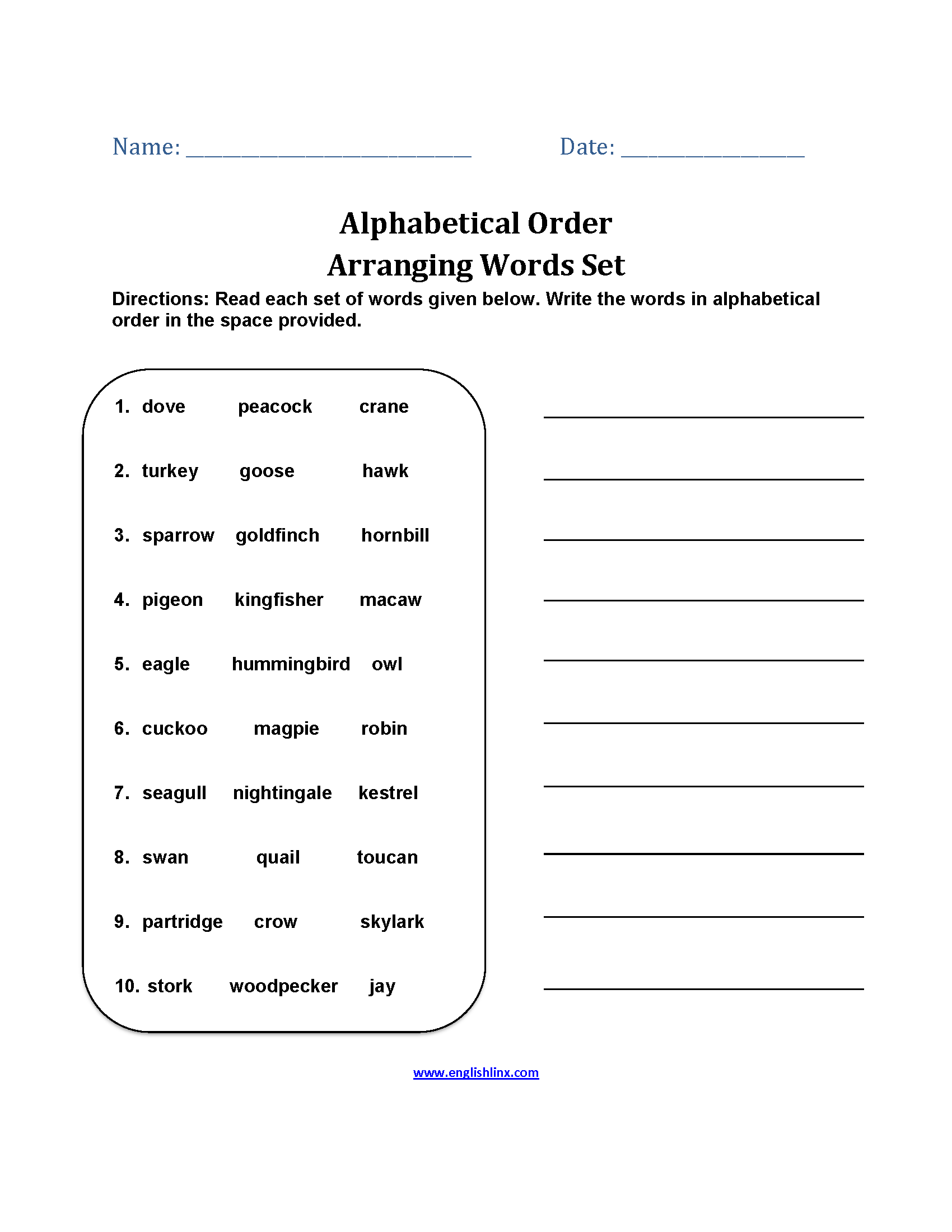 Alphabetical Order 2 Interactive Worksheet Worksheets Library