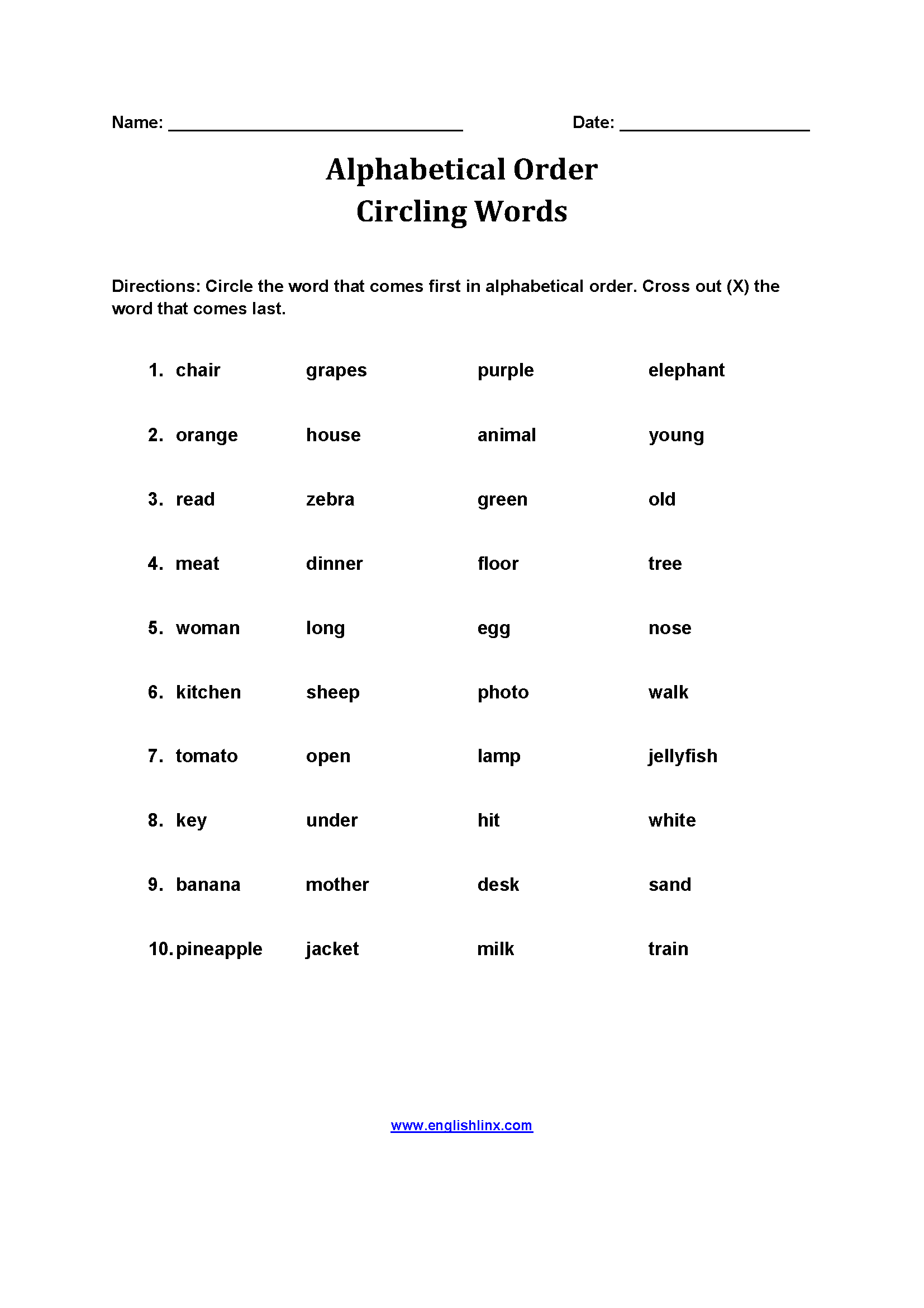 Alphabet Worksheets Alphabetical Order Worksheets Alphabetical Order Interactive Exercise For Grade 4 Worksheets Library