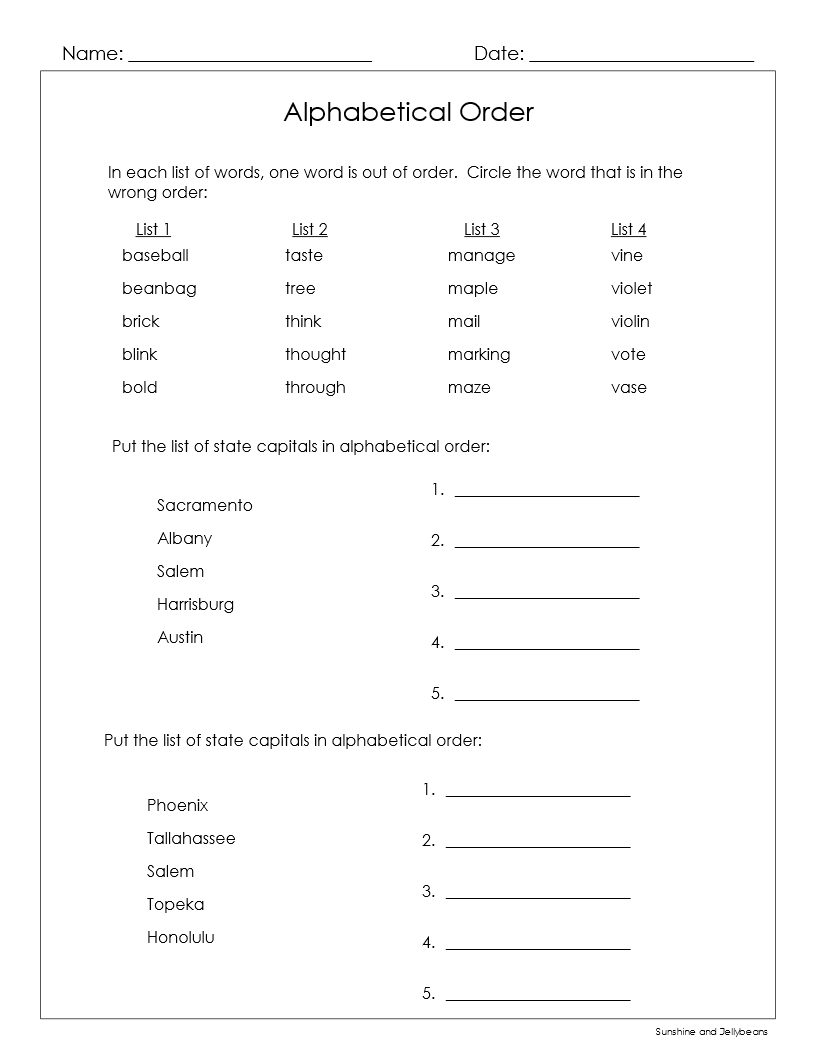 Alphabetical Order Words People And Places 4 Worksheets Grades 2 3 Google Drive Made By Teachers Alphabetical Order Words People And Places 4 Worksheets Grades 2 3 Google Drive Made By Teachers