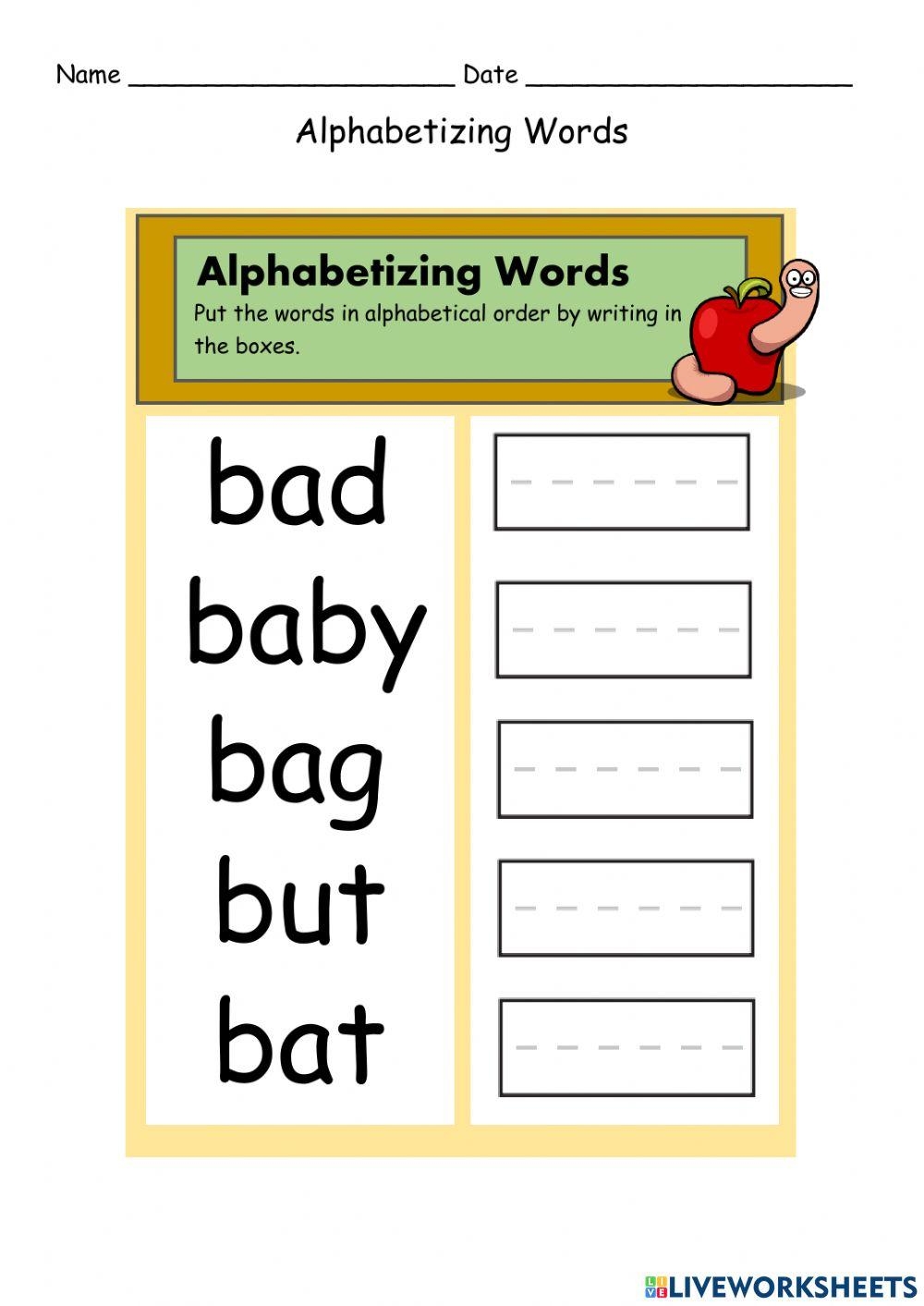 Alphabetizing Words First Same Letter Worksheet Worksheets Library