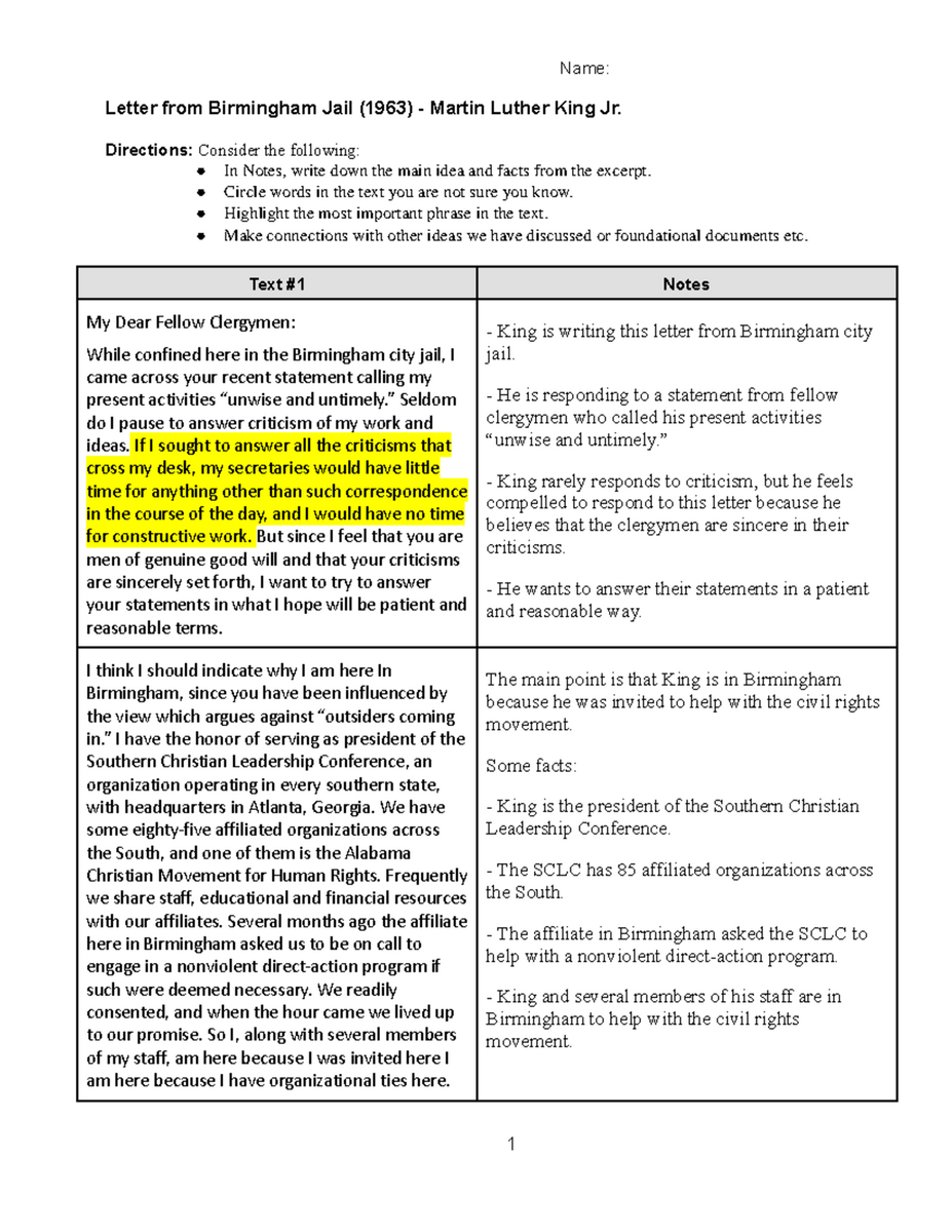Annotated Assignment On Letter From Birmingham Jail MLK Jr Studocu Annotated Assignment On Letter From Birmingham Jail MLK Jr Studocu