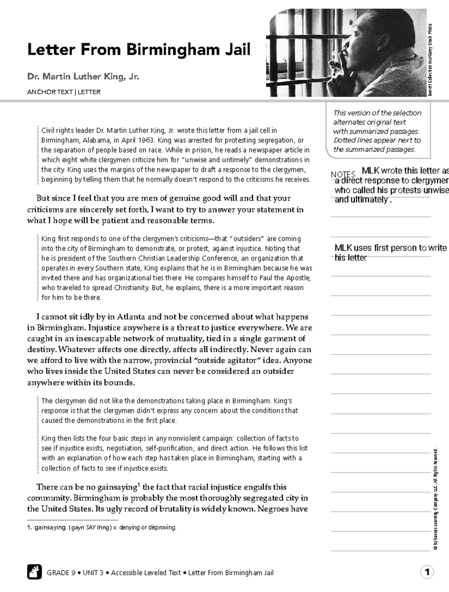 Annotated Text Of Martin Luther King Jr S Letter From Birmingham Jail Studocu Annotated Text Of Martin Luther King Jr S Letter From Birmingham Jail Studocu
