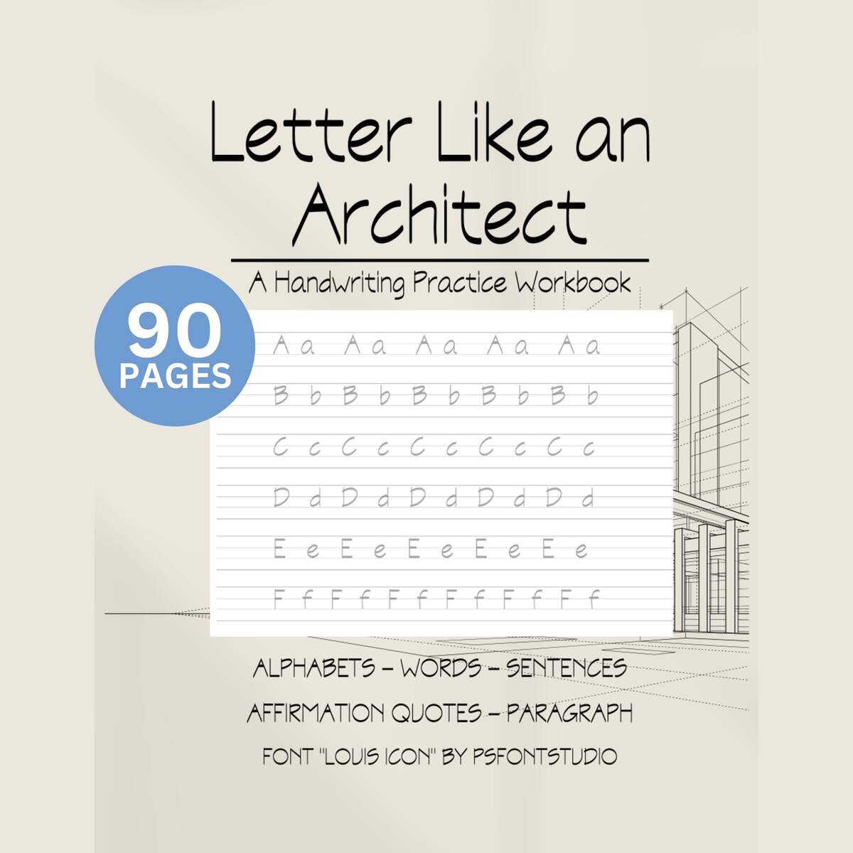 Architectural Handwriting Worksheet Lettering Practice Printable PDF PNG Files Etsy